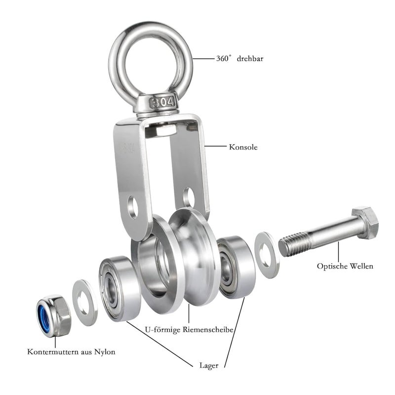 KCNOFNC Heavy Duty Cable Single Pulley Block Wheel for Wire Rope with Ball Bearings, DIY Pulley System for Gym Equipment Workout, Winch, Lifting - Image 2